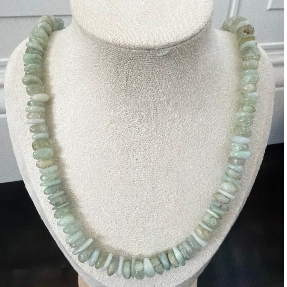 Second Bloom Studio Artisan Made Chunky Aquamarine Amazonite Necklace 21.25"